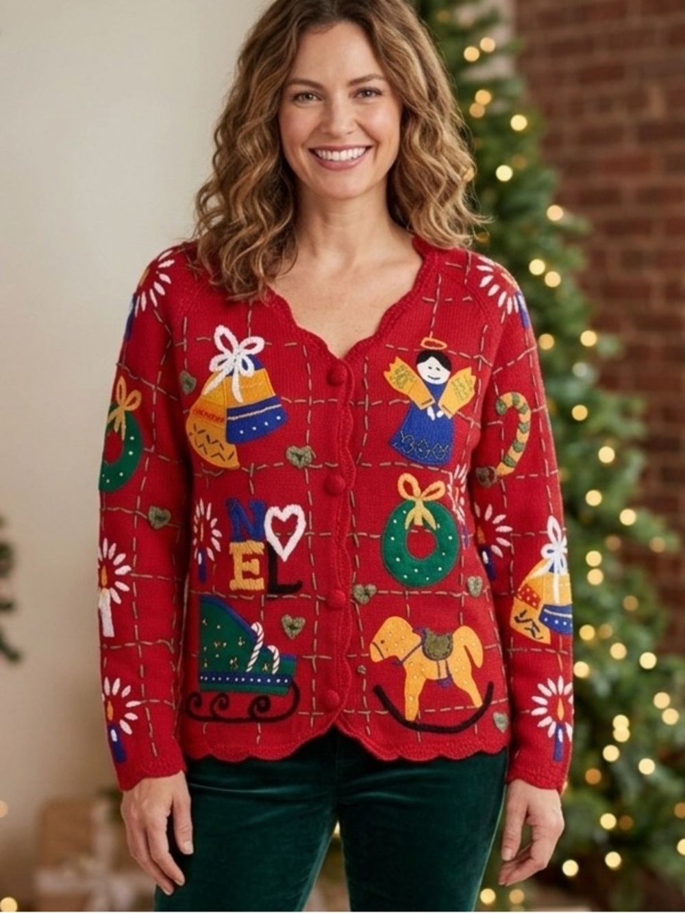 Lord & Taylor Gorgeous Appliqué Vintage Christmas Sweater Original Owner